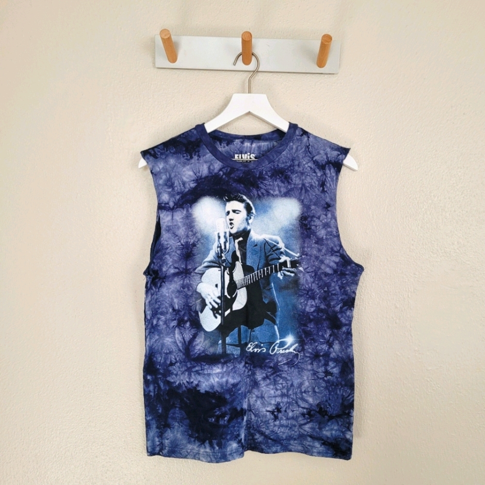 Elvis Presley | Indigo Purple Navy Blue Tie Dye Muscle Tank Unisex M